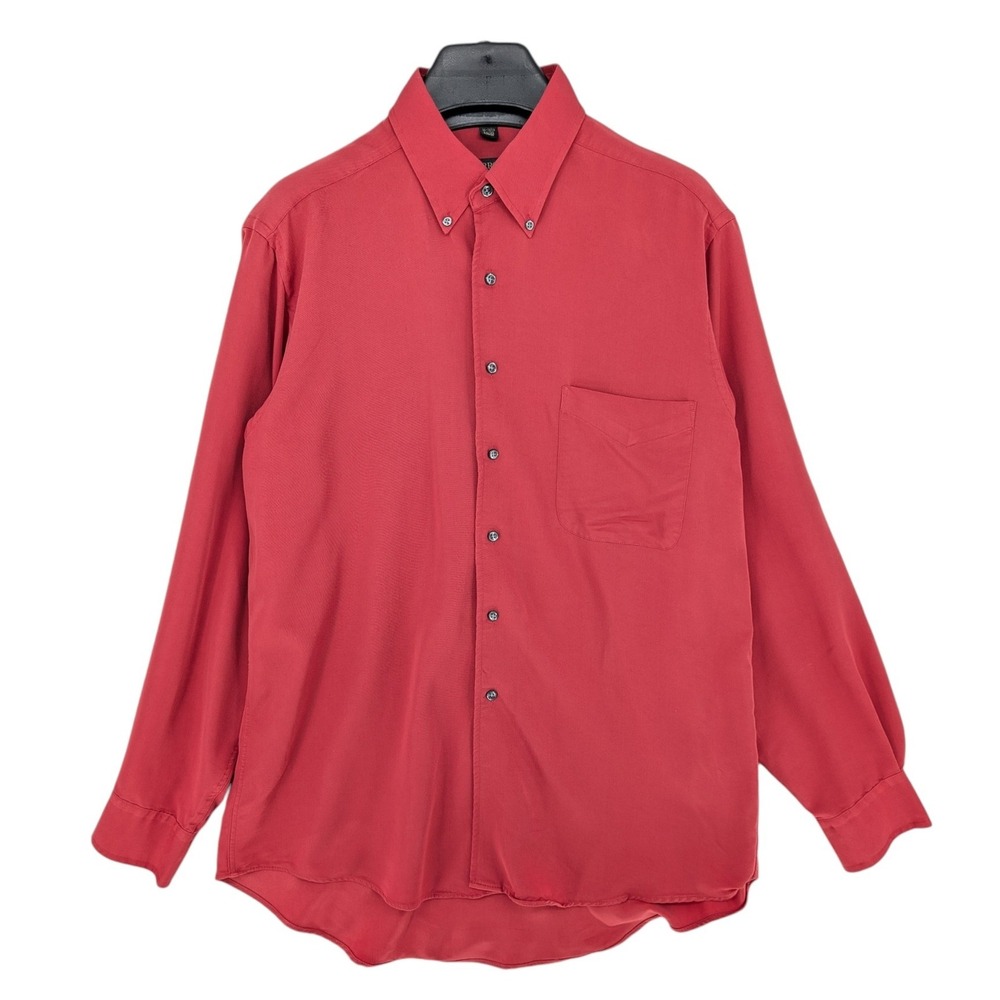 Arrow Ultra Soft Button Down Shirt Men's Large Dusty Rose Rayon Blend